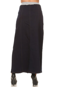 Medina Stretch A-Line Denim Long Skirt